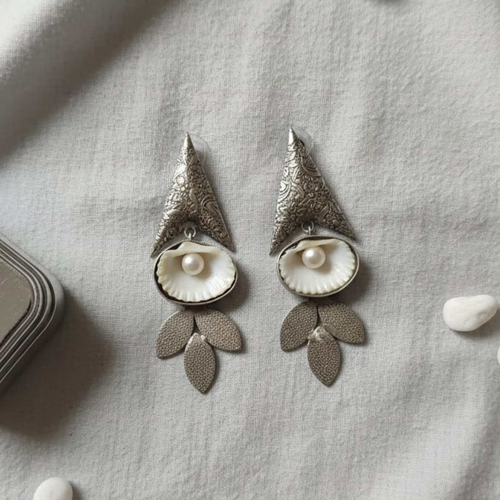 German Silver + MOP Earrings