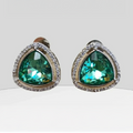 Triangular CZ + green stone Studds