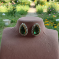 Drop Shape Stone +Small Pearl Earrings