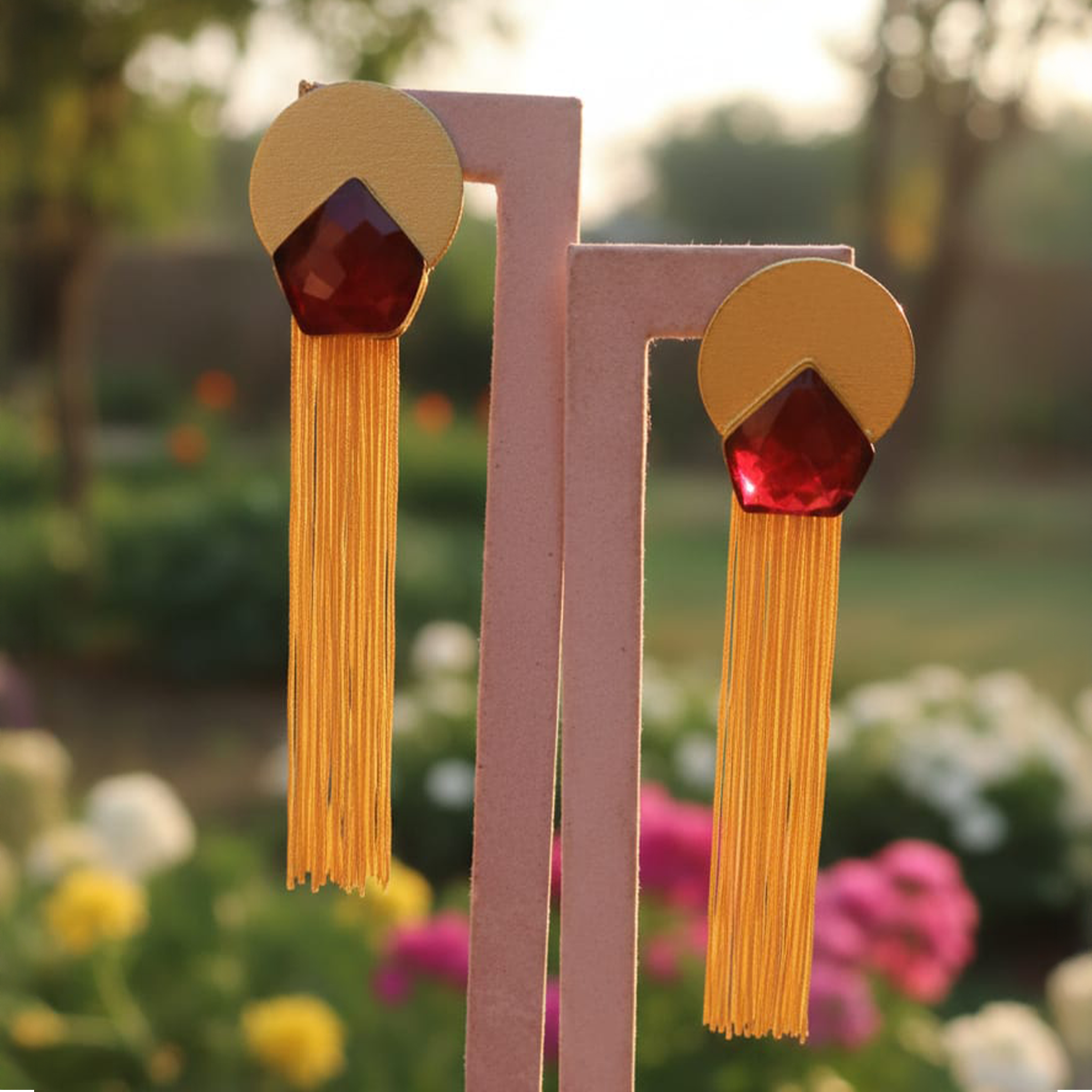 Chain Hanging Stone Earrings