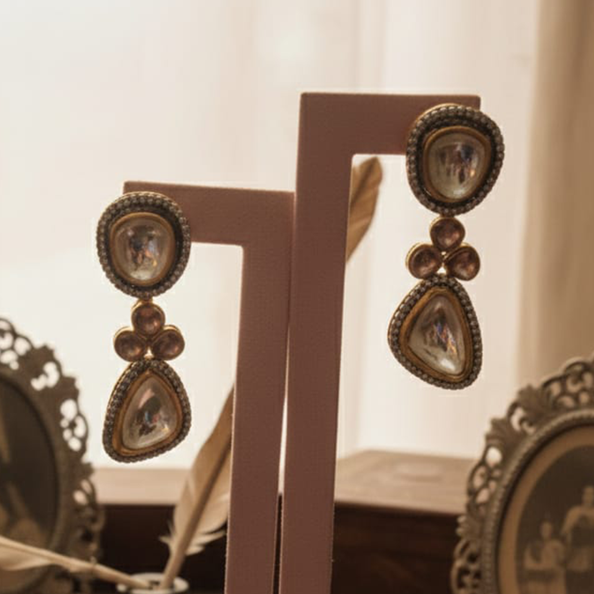 Kundan + CZ Earrings