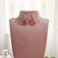Drop + Round Stone Earrings Pink