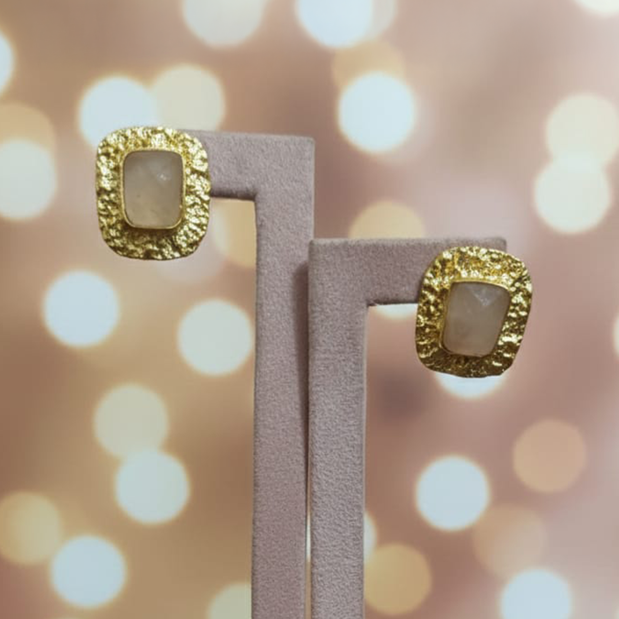 Rose quartz + brass frame tops
