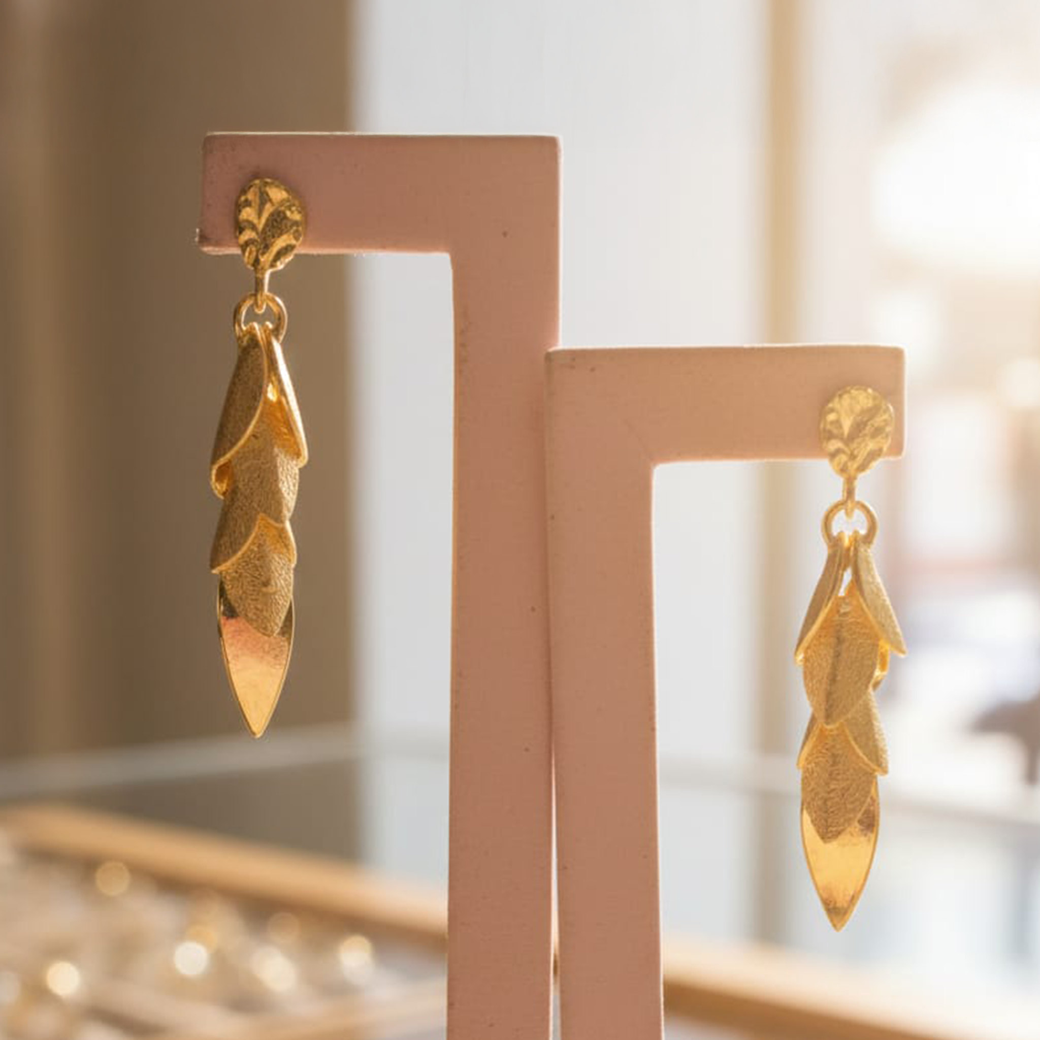 Multi Metal Leaf Earrings