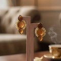3 Step Stone Earrings Orange