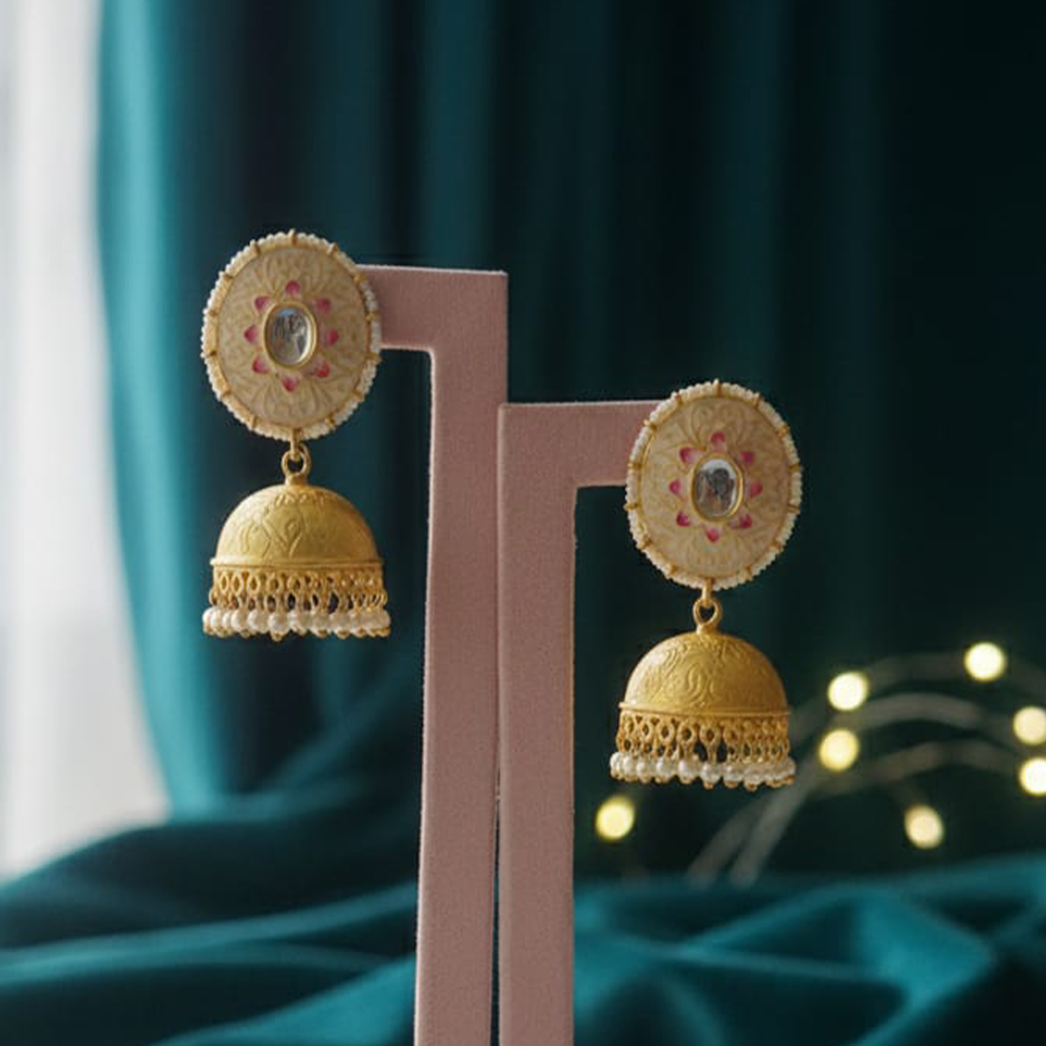 White And Pink Jhumka