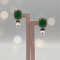 Green Quarts + CZ Earrings