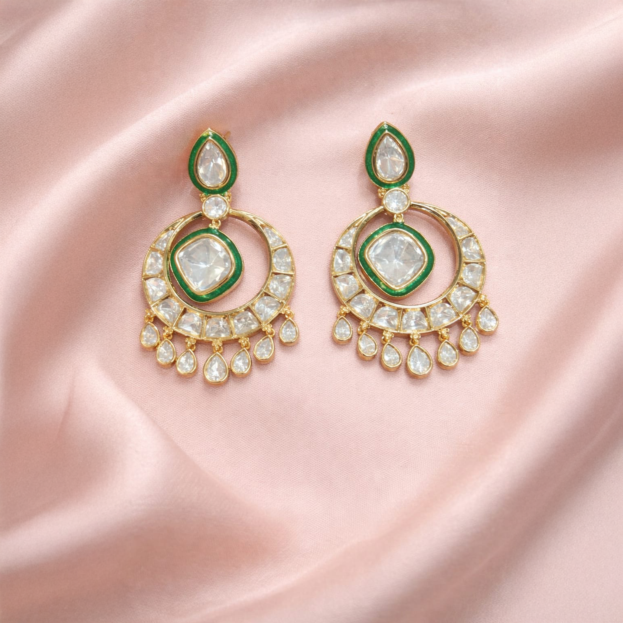 ENAMEL + KUNDAN CHAND BALI