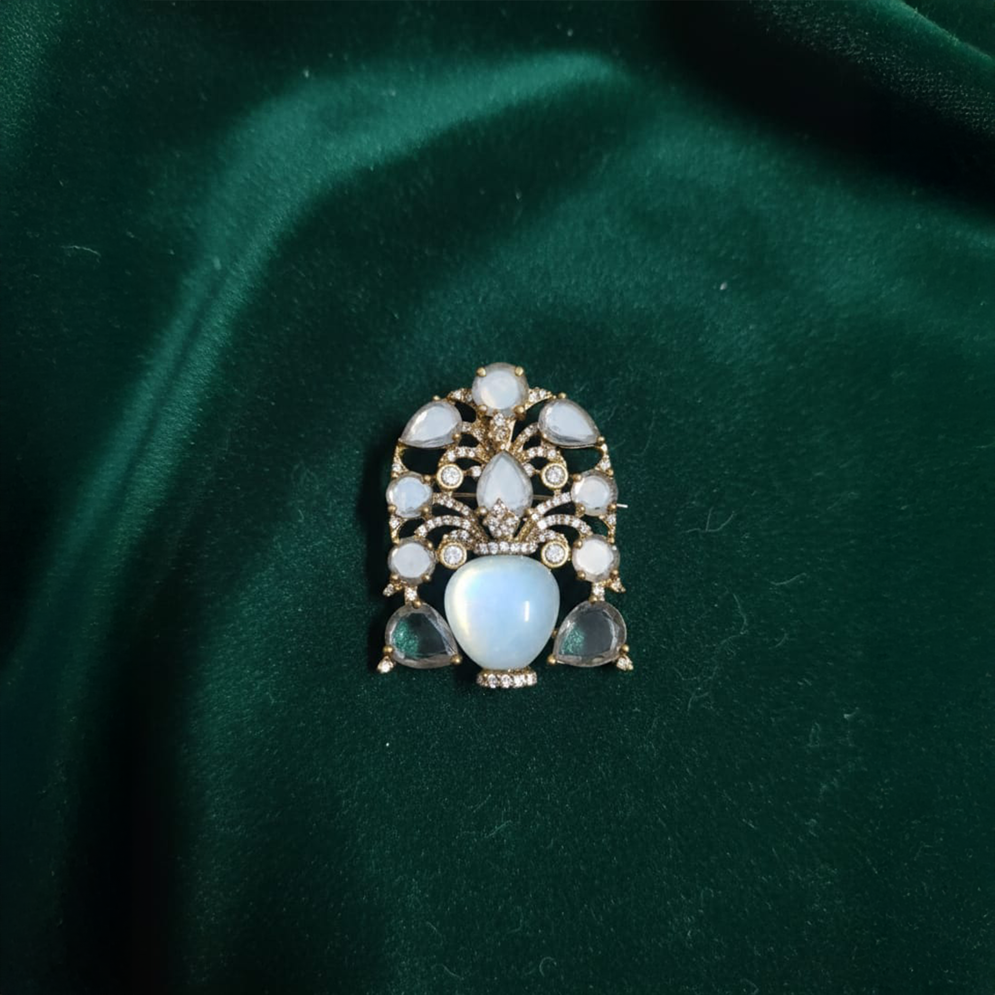 PINK STONE + MOP MENS BROOCH