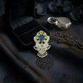 BLUE STONE + CZ MENS BROOCH
