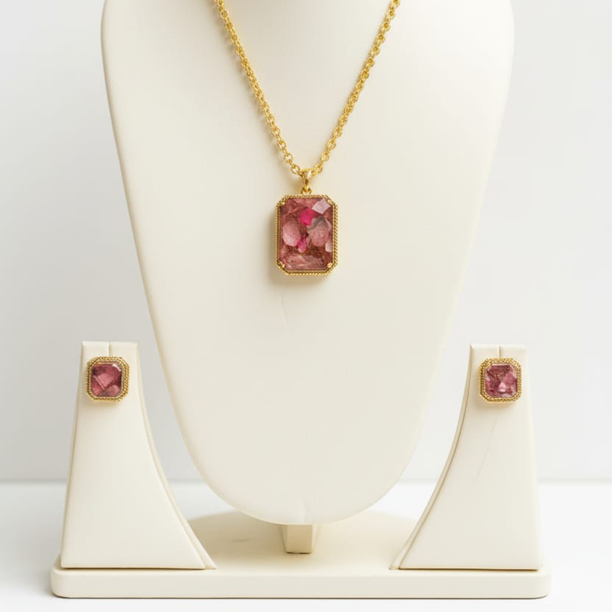 Golden Marble Pink Stone Pendant