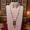 Kundan + Shell Pearl + Net Pendant Necklace
