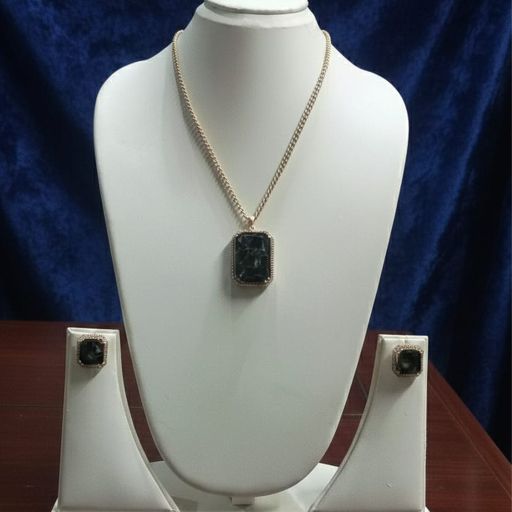 Golden Marble Black Stone Pendant