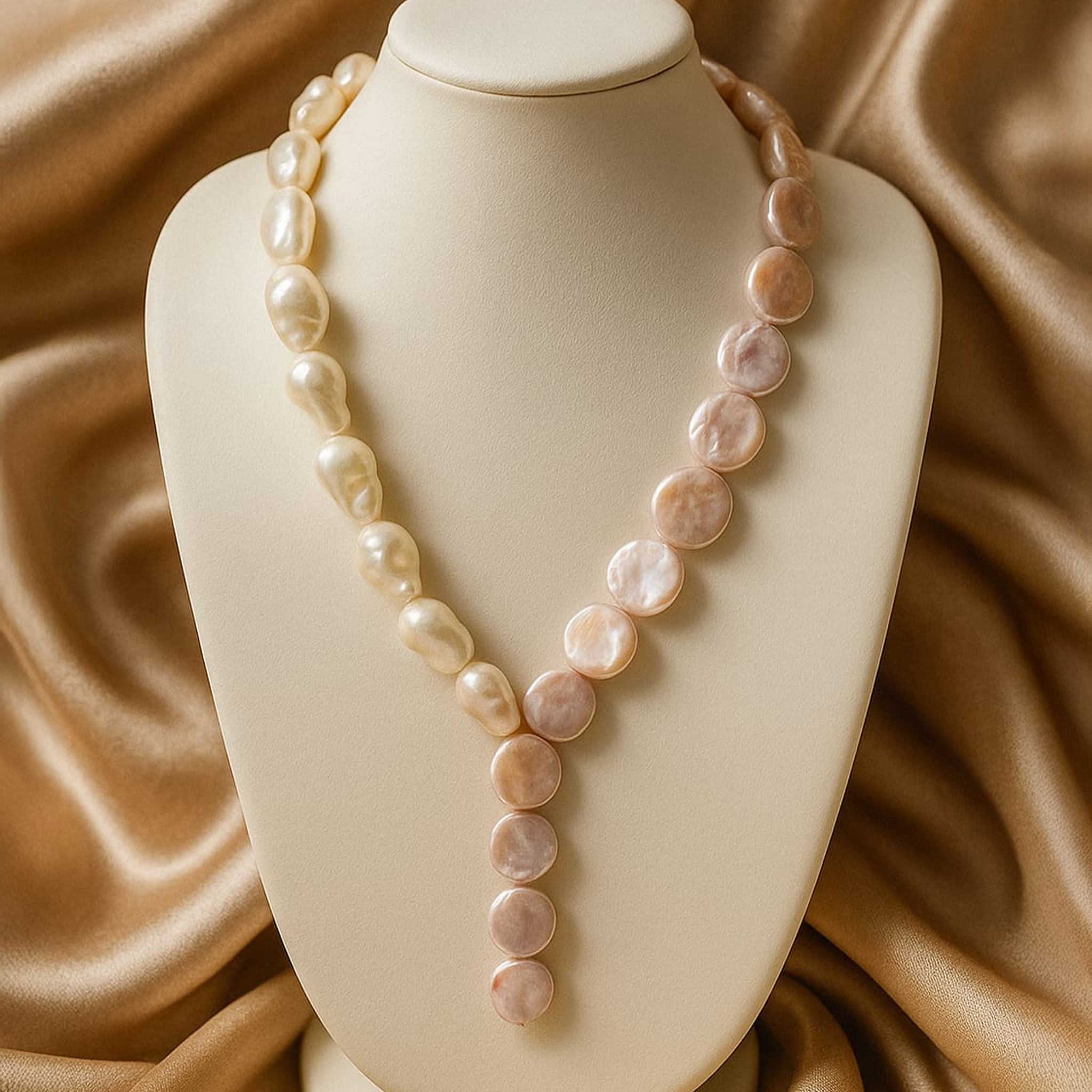 Fresh Water Baroque + Coin Pearl Single Line
