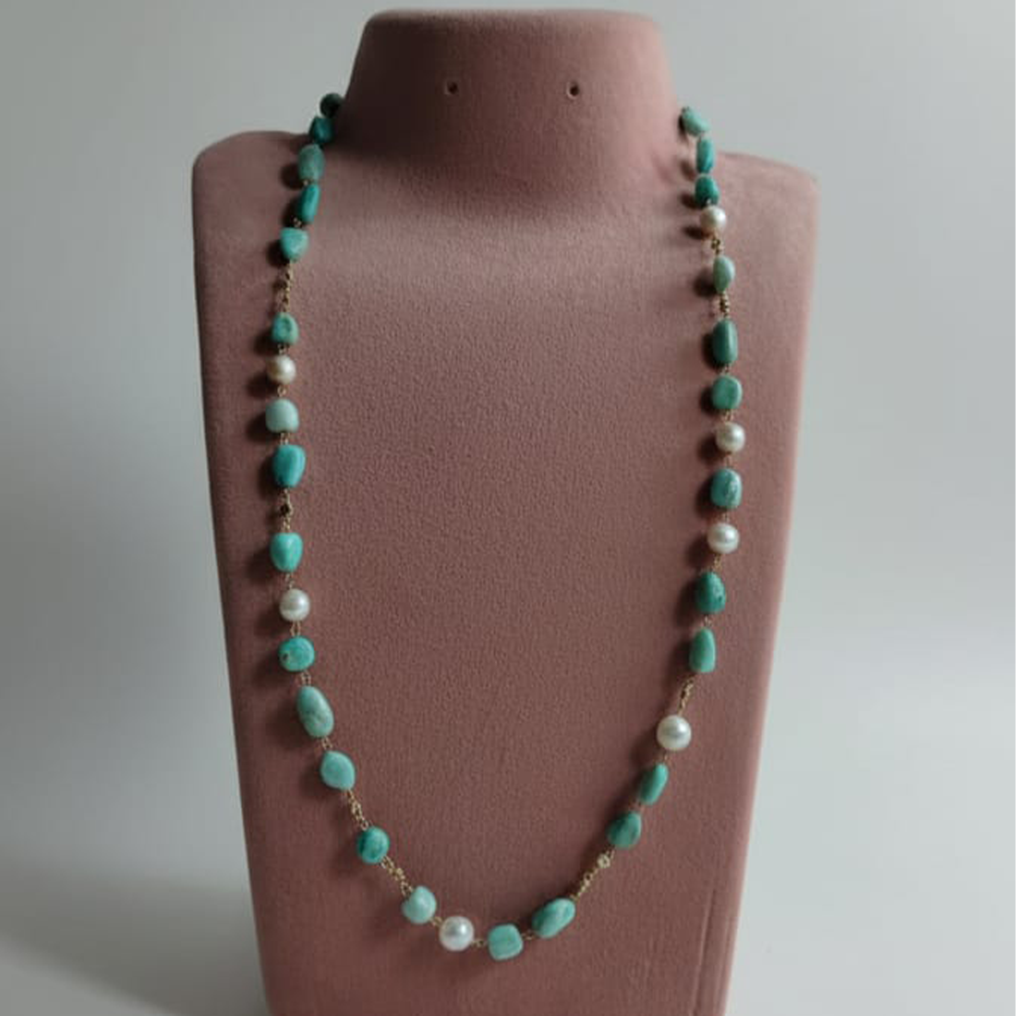 Amazonite + FRESH WATER PEARLS + CZ SINGLE LINE