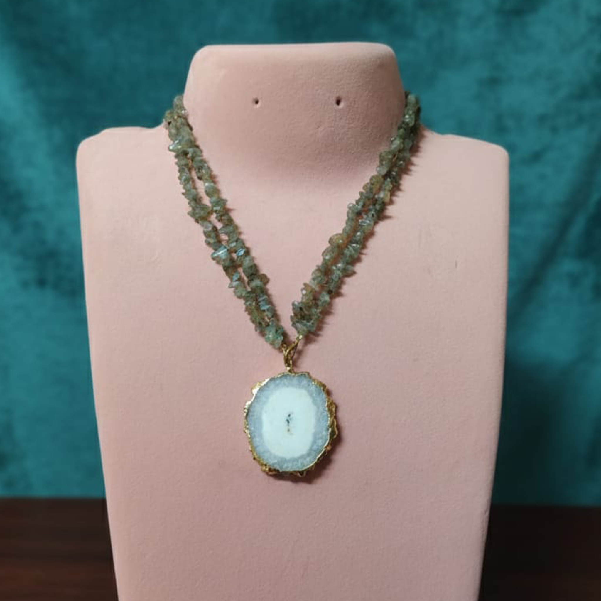 Adjustable Labradorite Line + Druzy Pendant