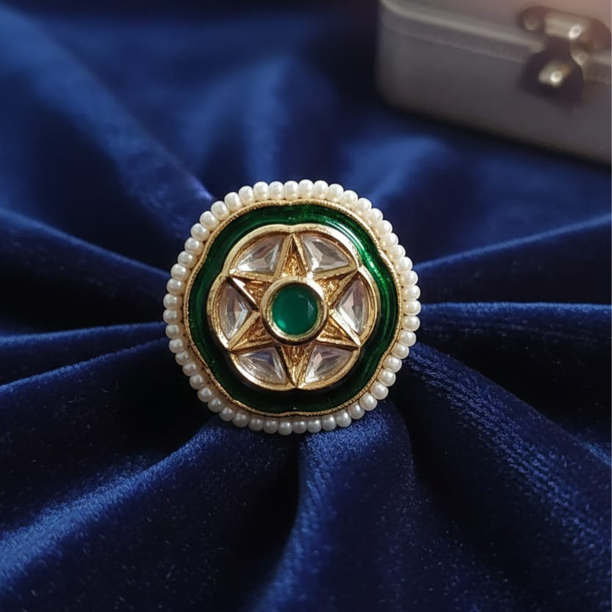 Kundan Hexagon Ring