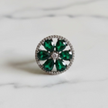 Dark Green 6 Pear Stone Ring